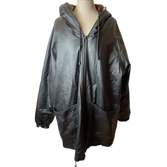 R.Z.R Leather Reversible Black Leather Jacket L - Picture 1 of 12